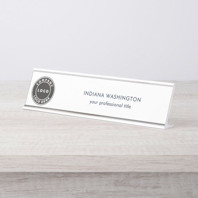 Modern Business Logo Professional Desk Name Plate (Front)