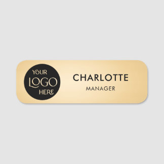 Modern Business Logo Professional Employee Gold Name Tag
