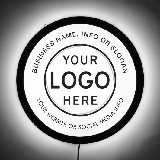 Modern Business Logo | Professional White Round LED Sign (Front)
