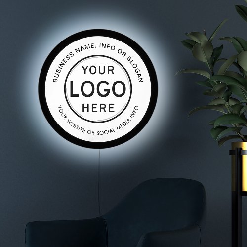 Modern Business Logo  Professional White Round LED Sign