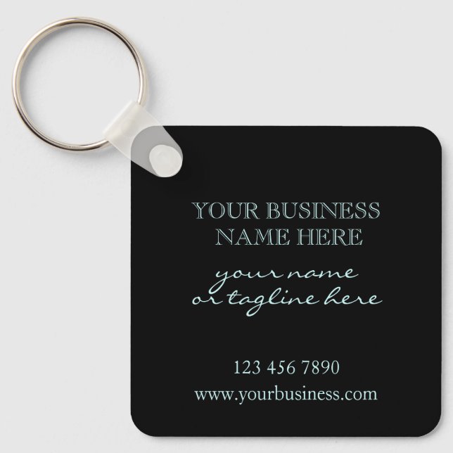 Modern Business Logo Promotional Aqua on Black    Keychain (Front)