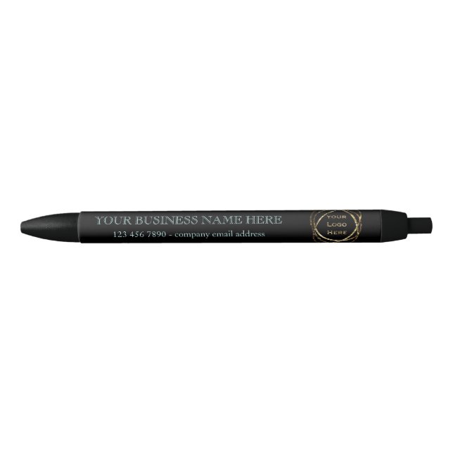 Modern Business Logo Promotional Aqua on Black Pen (Front)