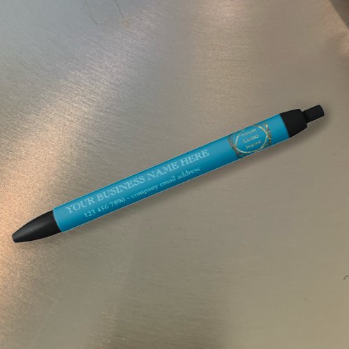 Modern Business Logo Promotional Aqua Turquoise Black Ink Pen