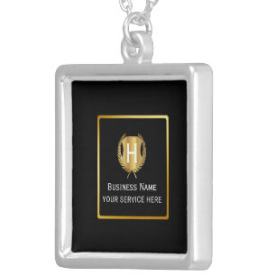 Modern Business Logo Promotional Branding Silver Plated Necklace