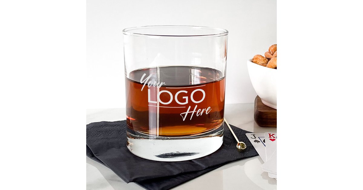 Modern Business Logo Promotional Rocks Glass | Zazzle