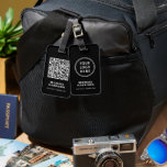 Modern Business Logo QR Code Black Luggage Tag<br><div class="desc">Modern professional black luggage tag with your business or organization's logo and QR code. Add your name and title in simple white typography.</div>