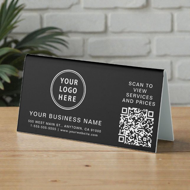 Modern Business Logo QR Code Black Table Tent (Modern Business Logo QR Code Black Table Tent)