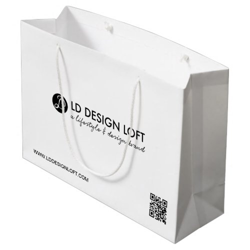 Modern Business logo QR code Custom template Large Gift Bag