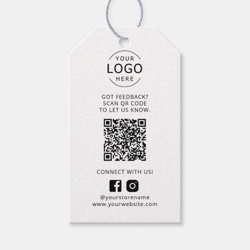 Modern Business Logo QR Code Feedback Social Media Gift Tags