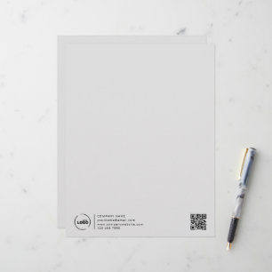 Modern Business Logo QR Code Gray Letterhead