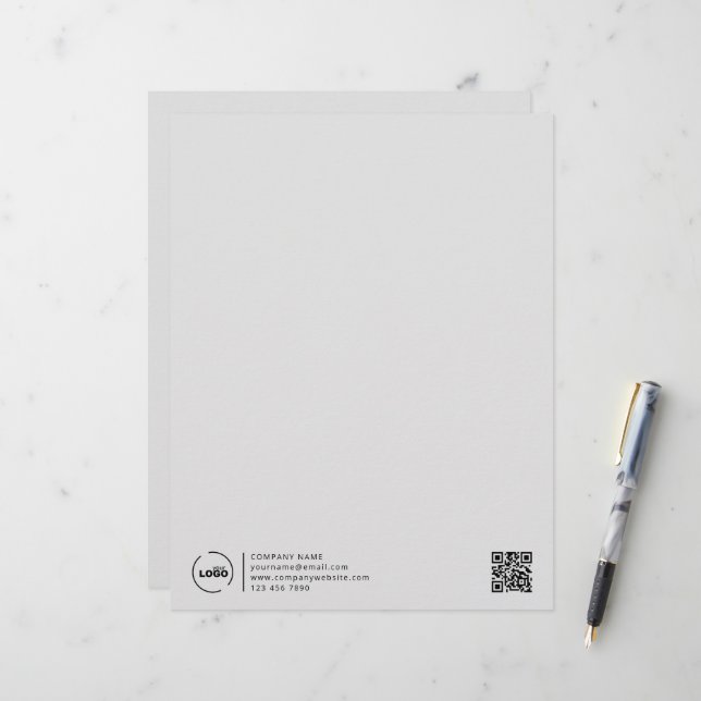 Modern Business Logo QR Code Gray Letterhead (Front/Back In Situ)
