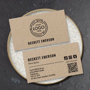 Modern Business Logo QR Code Kraft Card