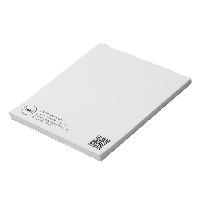 Modern Business Logo QR Code Light Gray Notepad (Rotated)