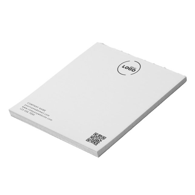 Modern Business Logo QR Code Light Gray Notepad (Rotated)