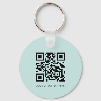 Modern Business Logo QR Code Light Turquoise Keychain