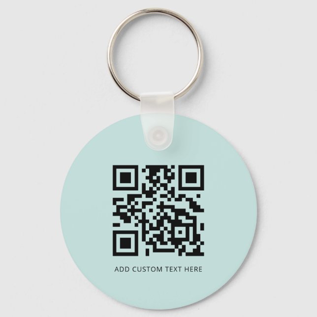 Modern Business Logo QR Code Light Turquoise Keychain (Back)