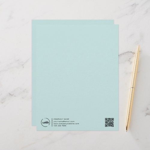 Modern Business Logo QR Code Light Turquoise Letterhead