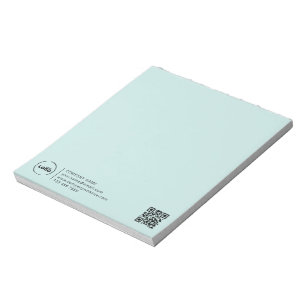 Modern Business Logo QR Code Light Turquoise Notepad