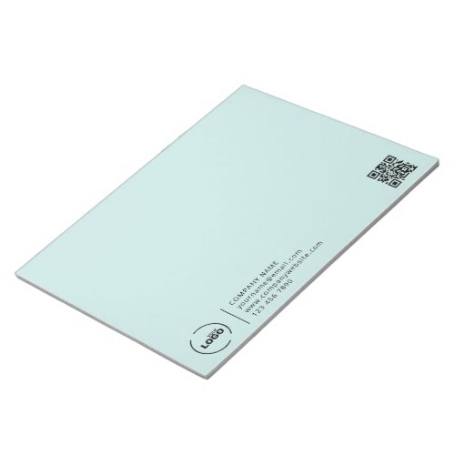 Modern Business Logo QR Code Light Turquoise Notepad