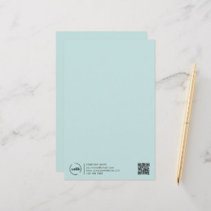 Modern Business Logo QR Code Light Turquoise Stationery