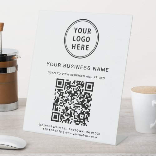 Modern Business Logo QR Code Pedestal Sign