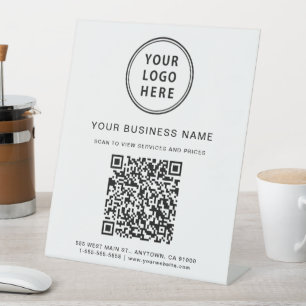 Modern Business Logo QR Code Pedestal Sign