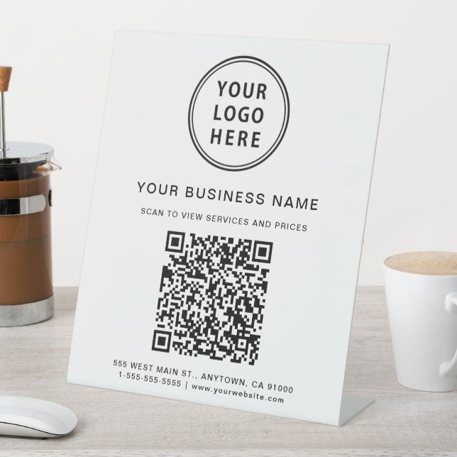 Modern Business Logo QR Code Pedestal Sign (In SItu)