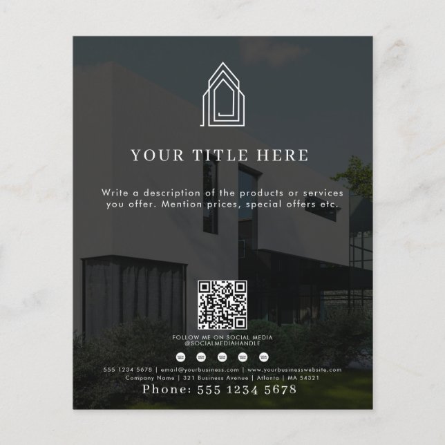 Modern Business Logo QR Code Social Media Photo  Flyer (Front)