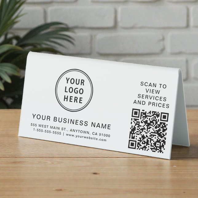 Modern Business Logo QR Code Table Tent (Modern Business Logo QR Code Table Tent Sign)