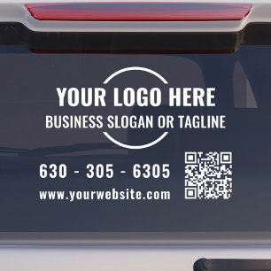 Modern Business Logo QR Code White Car Vinyl Window Cling