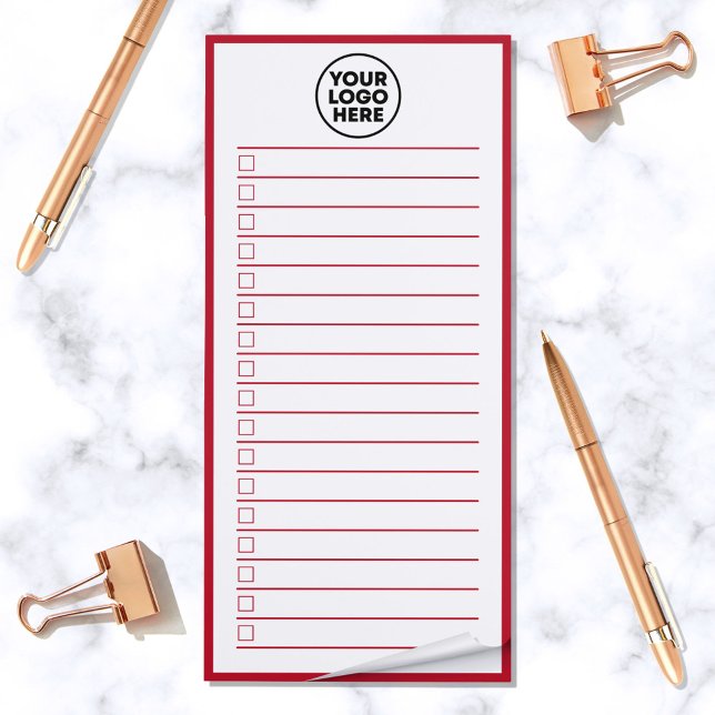 Modern Business Logo Red To Do List Magnetic Notepad (Red to do list with business logo)