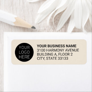 Modern Business Logo Return Address Label | Beige
