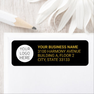 Modern Business Logo Return Address Label | Black