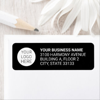 Modern Business Logo Return Address Label | Black