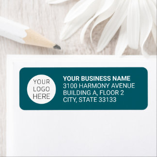 Modern Business Logo Return Address Label | Teal