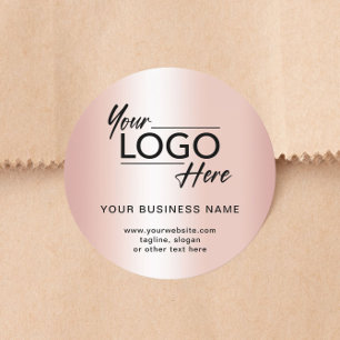Modern Business Logo Rose Gold Classic Round Sticker