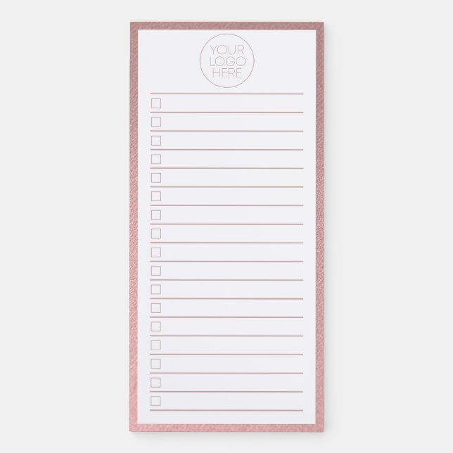 Modern Business Logo Rose Gold Edge To Do List Magnetic Notepad (Front)