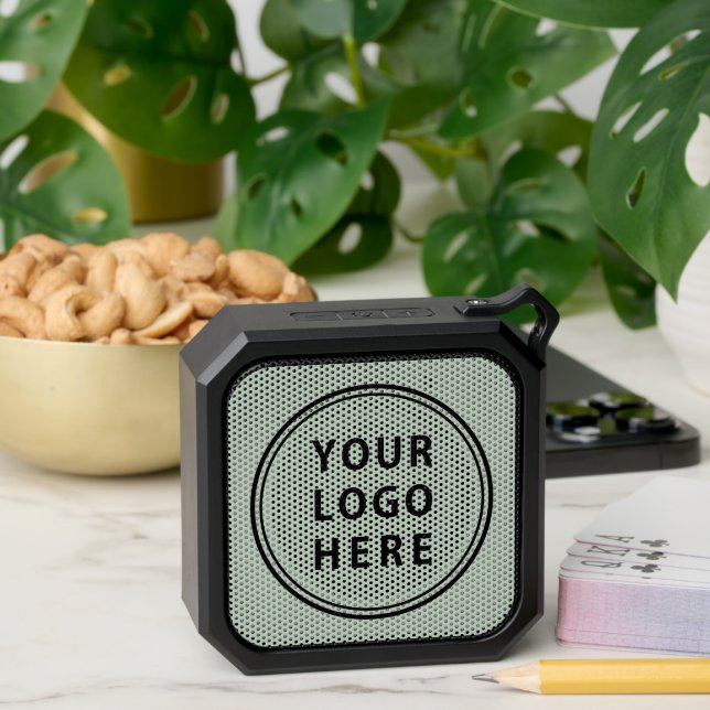 Modern Business Logo Sage Green Bluetooth Speaker (Insitu(Table))