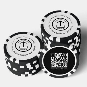 Modern Business Logo Scannable QR Code Black White Poker Chips
