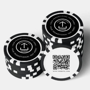 Modern Business Logo Scannable QR Code Black White Poker Chips