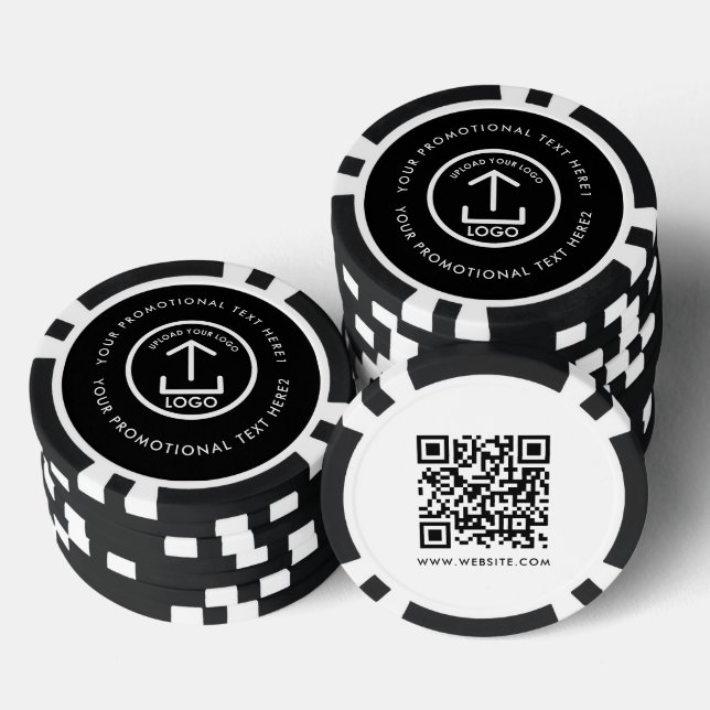 Modern Business Logo Scannable QR Code Black White Poker Chips (Stack)