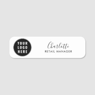 Modern Business Logo Script Company Retail Staff Name Tag