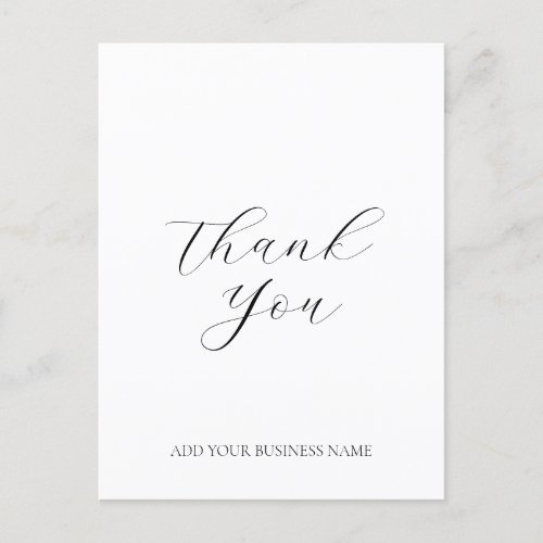 Modern Business Logo Script Thank You White Postcard