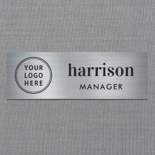 Modern Business Logo Silver Name Tag