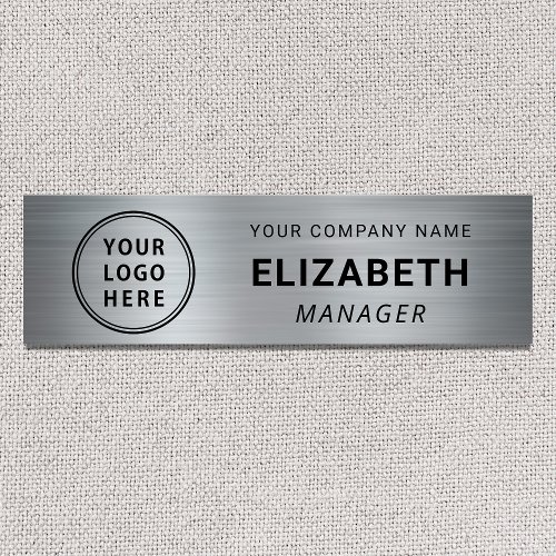 Modern Business Logo Silver Name Tag