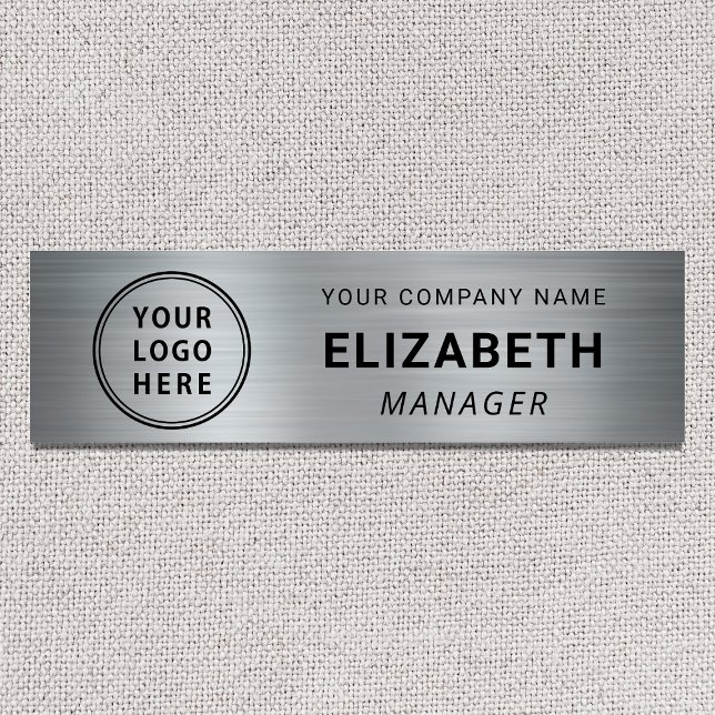 Modern Business Logo Silver Name Tag (Creator Uploaded)