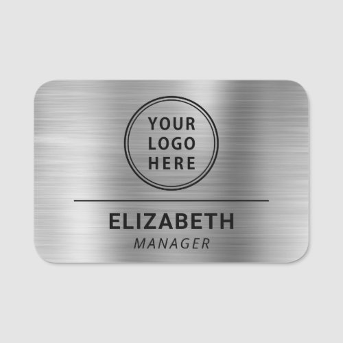 Modern Business Logo Silver Name Tag