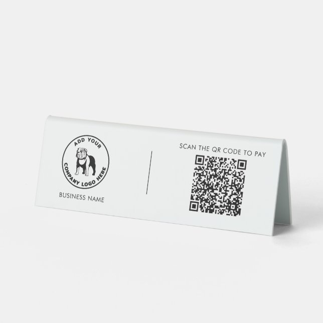 Modern Business Logo Simple QR Code and Vet Tech Table Tent (Front)