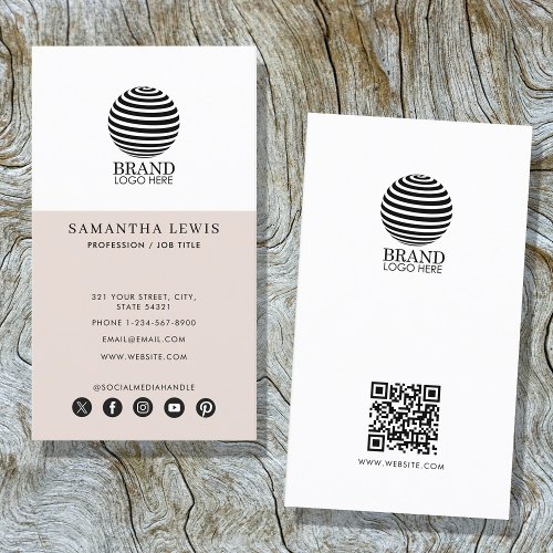 Modern Business Logo Social Media QR Code Business Card