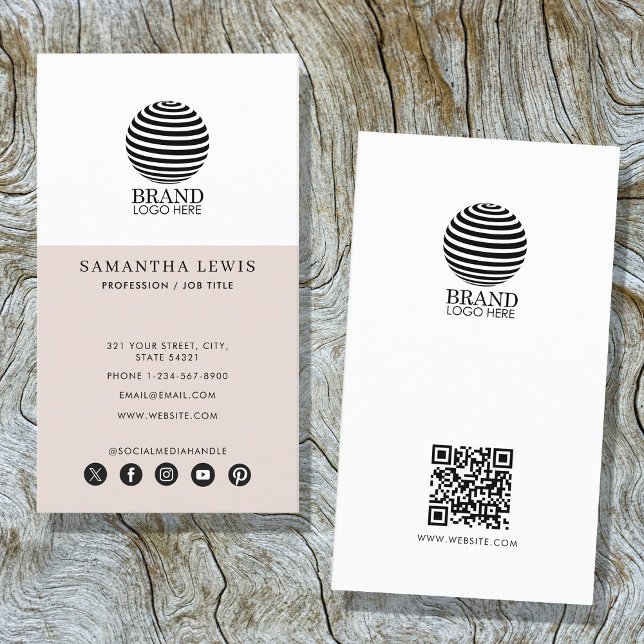 Modern Business Logo Social Media QR Code Business Card (Modern Business Logo Social Media QR Code Business Card)